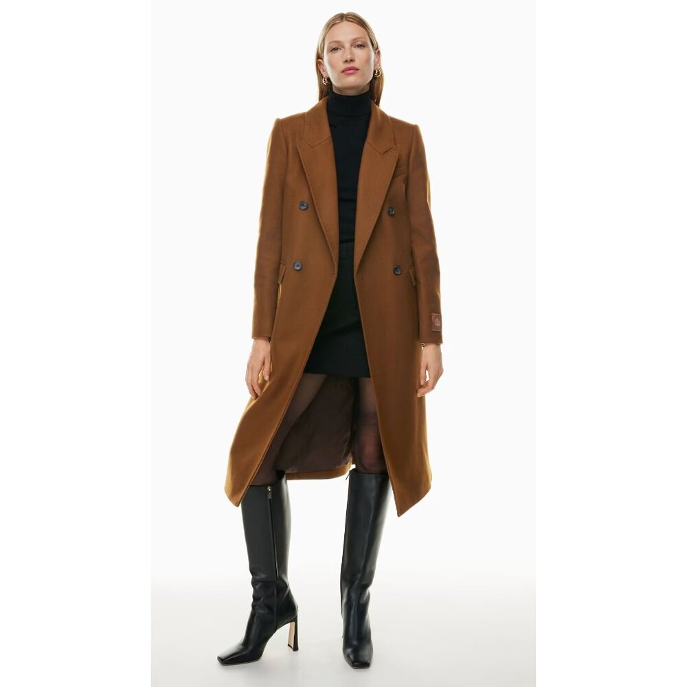 Aritzia Babaton The Constant Coat Size M Color Cigar Virgin Wool NWT